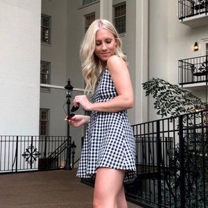 Mini black and white gingham dress